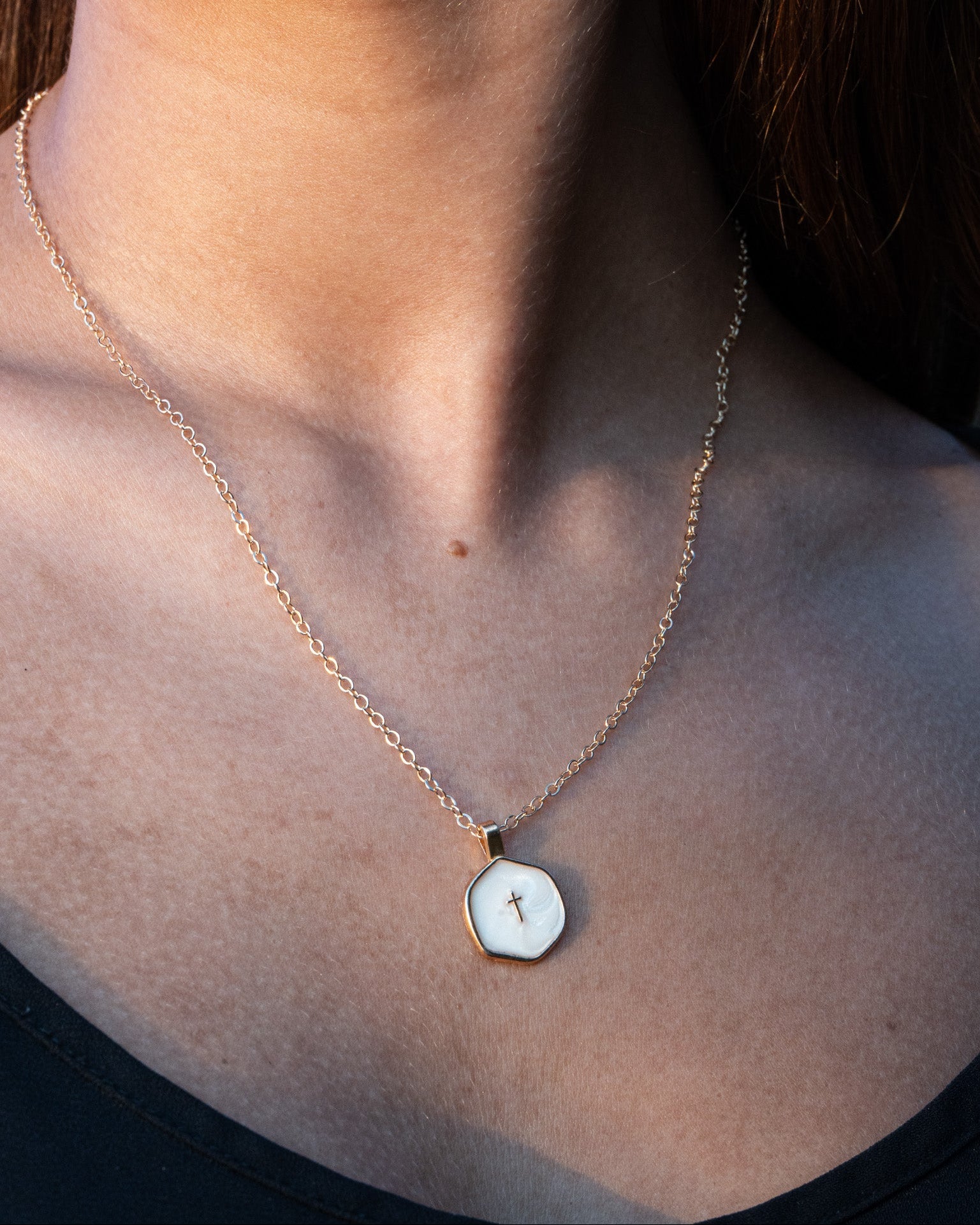 Cross Within Necklace - 18K Gold Plaited Stainless Steel Woman Necklace
