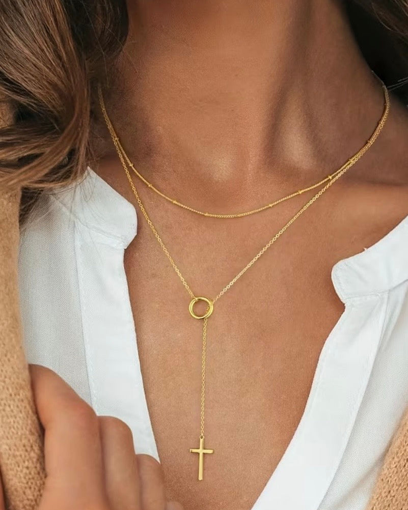 Together In Faith Necklace - Stainless Steel 2 Piece Woman Necklace