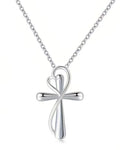 Heartbound Cross Necklace - 925 Sterling Silver Woman Necklace